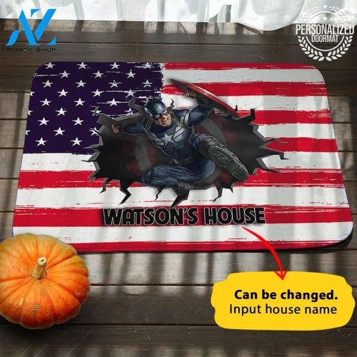 Super Hero Halloween Personalized Doormat