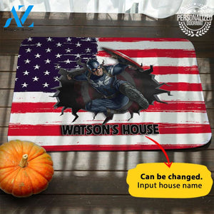 Super Hero Halloween Personalized Doormat