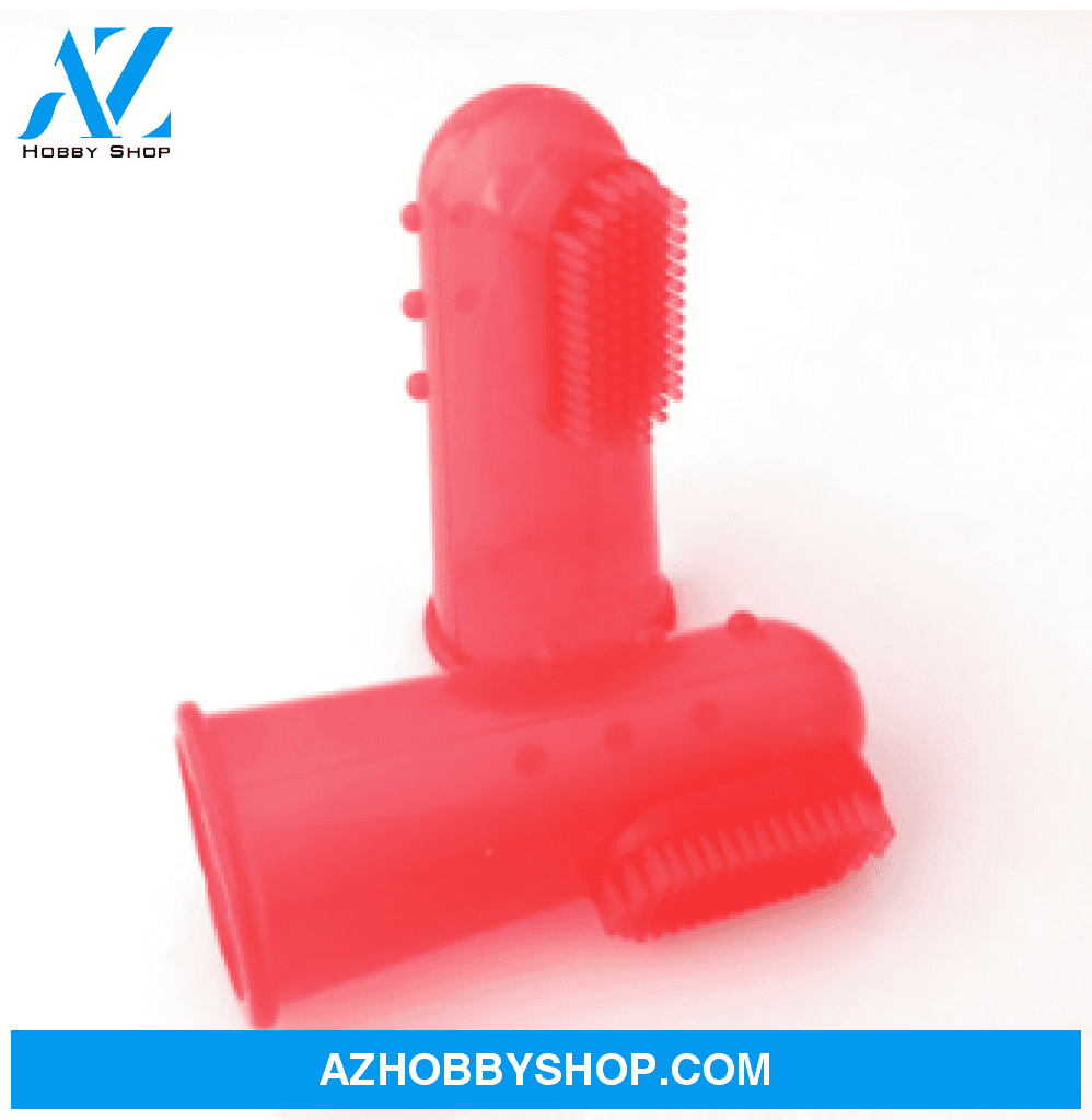 Super Soft Pet Finger Toothbrush Clearred