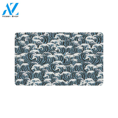 Surf Wave Pattern Print Rubber Doormat