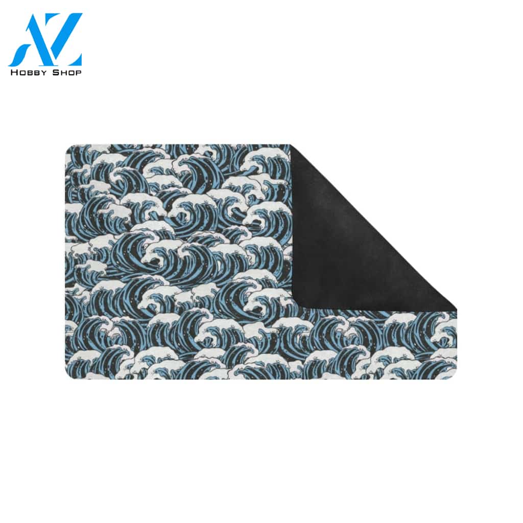 Surf Wave Pattern Print Rubber Doormat
