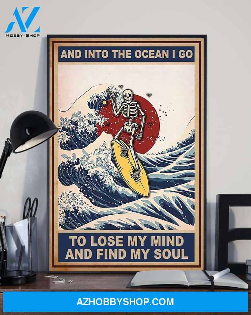 Surfing And Into The Ocean I Go To Find My Soul Vertical Canvas Decor, Wall Decor Visual Art