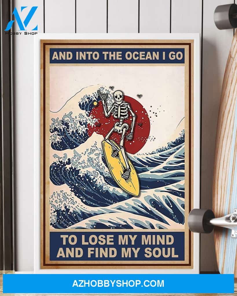 Surfing And Into The Ocean I Go To Find My Soul Vertical Canvas Decor, Wall Decor Visual Art