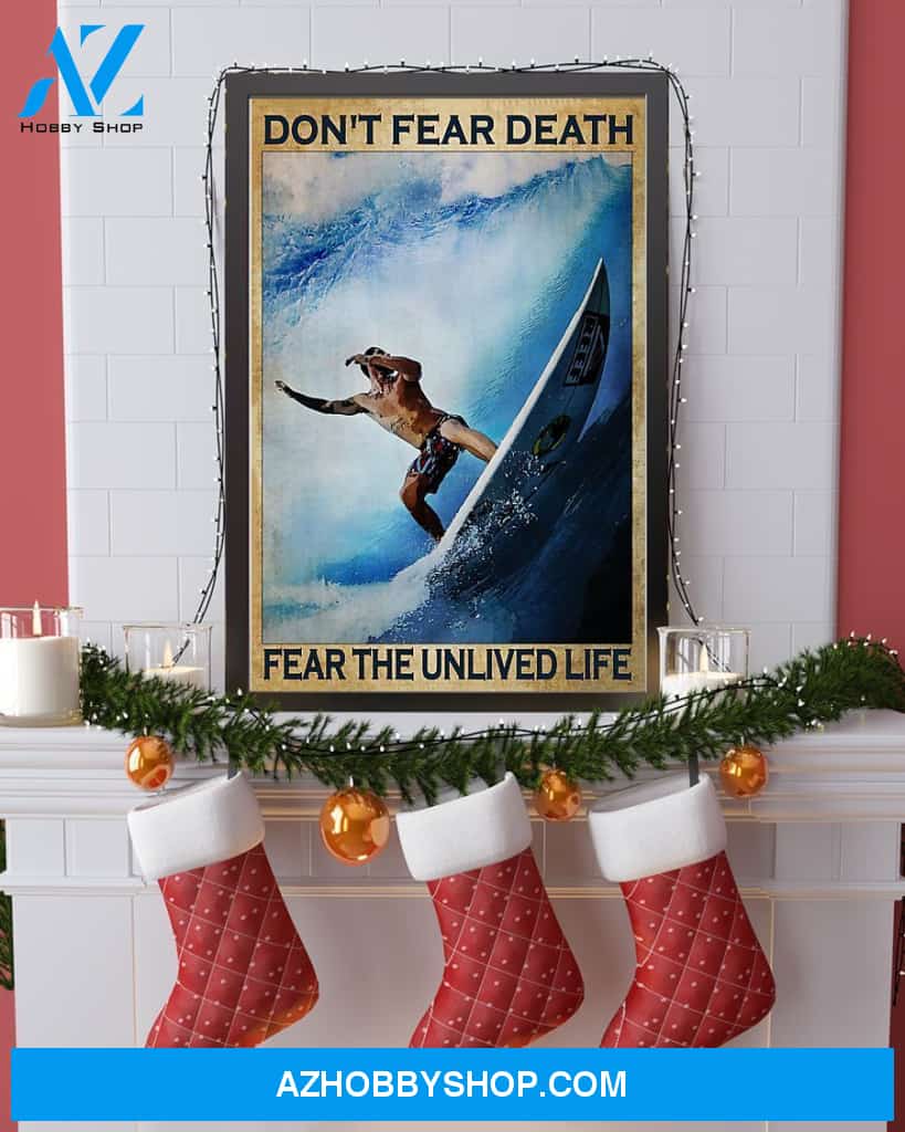 Surfing Don't Fear Death Vertical Canvas Decor, Wall Decor Visual Art