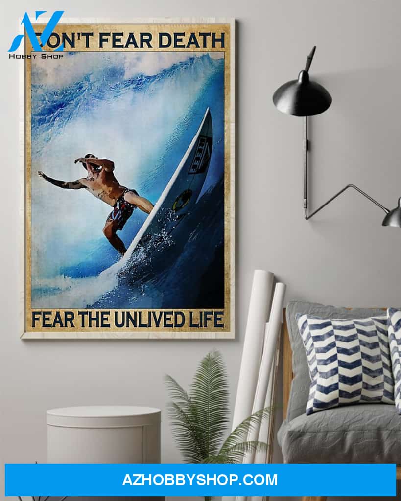 Surfing Don't Fear Death Vertical Canvas Decor, Wall Decor Visual Art
