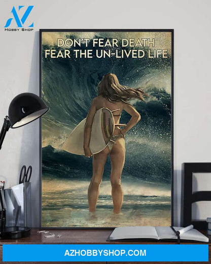 Surfing Fear The Un Lived Life Vertical Canvas Painting, Wall Decor Visual Art