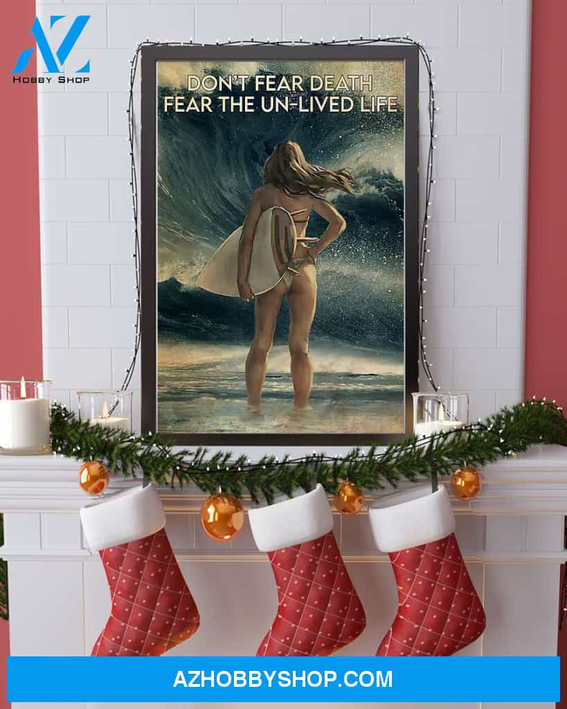 Surfing Fear The Un Lived Life Vertical Canvas Painting, Wall Decor Visual Art