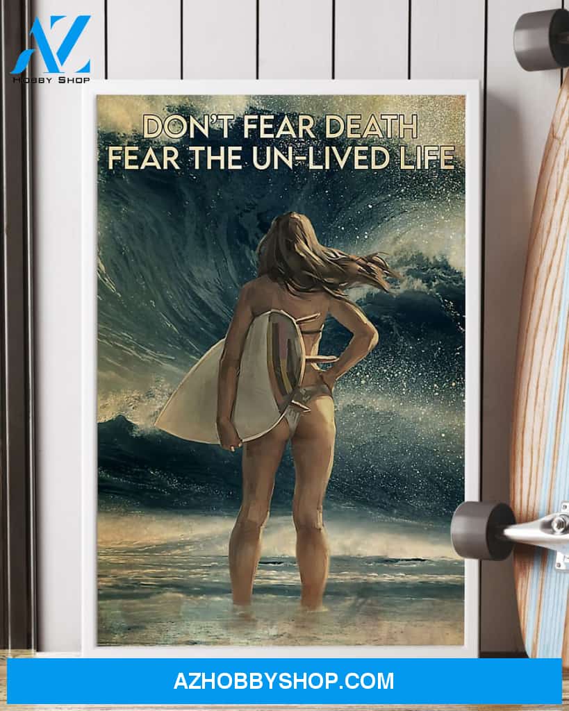 Surfing Fear The Un Lived Life Vertical Canvas Painting, Wall Decor Visual Art