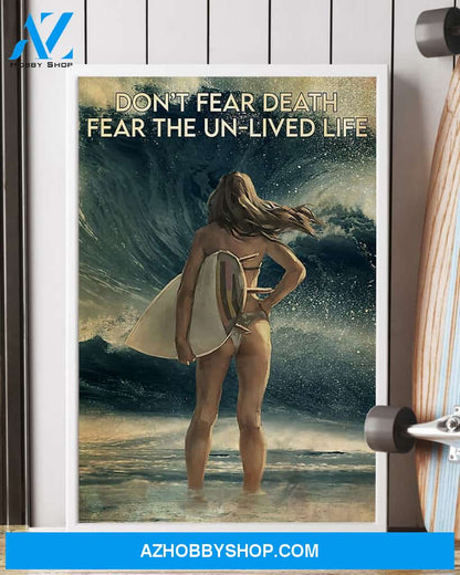 Surfing Fear The Un Lived Life Vertical Canvas Painting, Wall Decor Visual Art