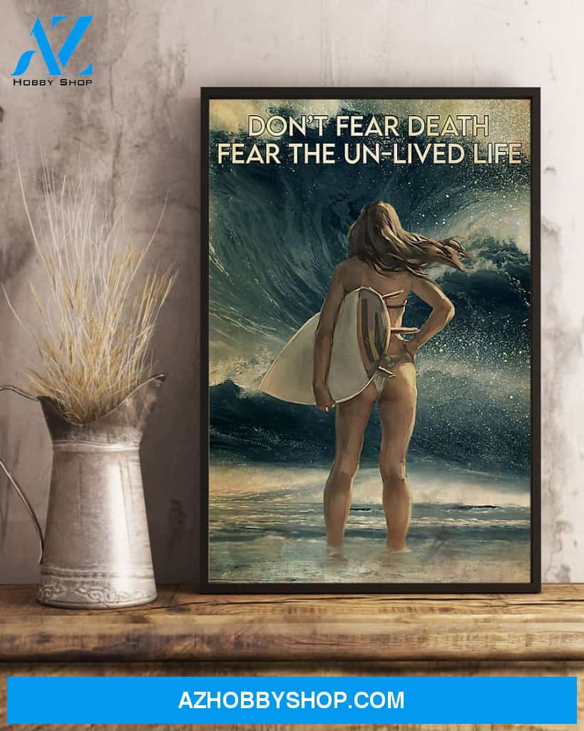 Surfing Fear The Un Lived Life Vertical Canvas Painting, Wall Decor Visual Art