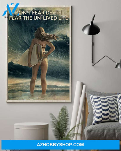 Surfing Fear The Un Lived Life Vertical Canvas Painting, Wall Decor Visual Art