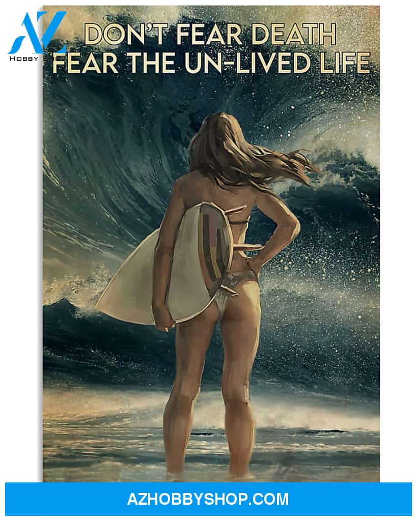 Surfing Fear The Un Lived Life Vertical Canvas Painting, Wall Decor Visual Art