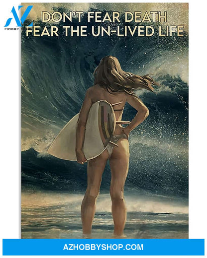 Surfing Fear The Un Lived Life Vertical Canvas Painting, Wall Decor Visual Art