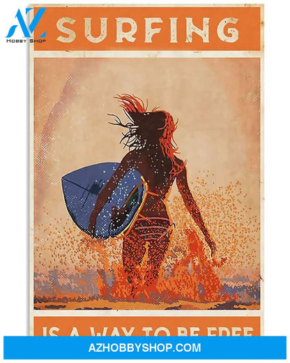 Surfing Girl Vertical Canvas Prints, Wall Decor Visual Art