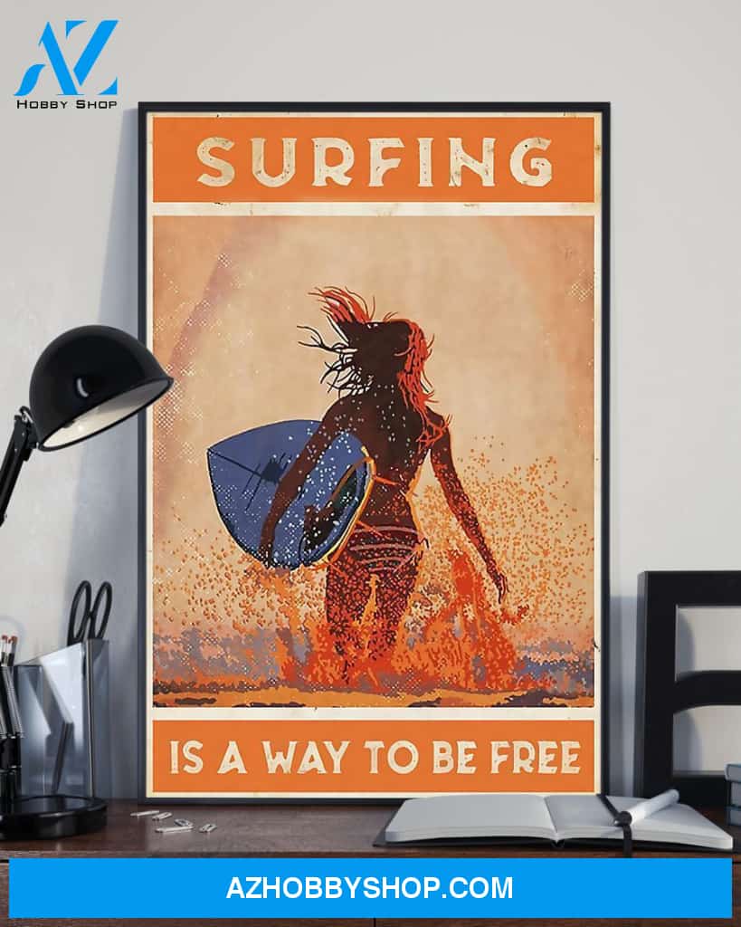 Surfing Girl Vertical Canvas Prints, Wall Decor Visual Art