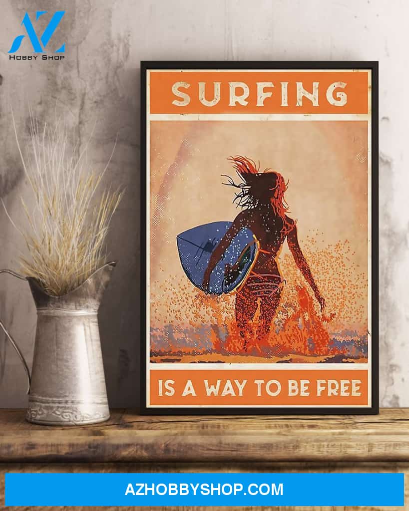 Surfing Girl Vertical Canvas Prints, Wall Decor Visual Art