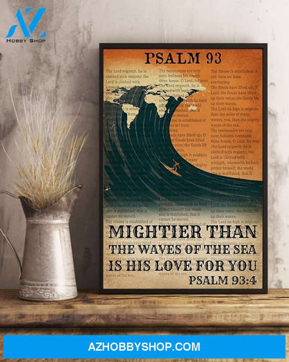 Surfing His Love For You Mightier Than The Waves Vertical Canvas Decor, Wall Decor Visual Art