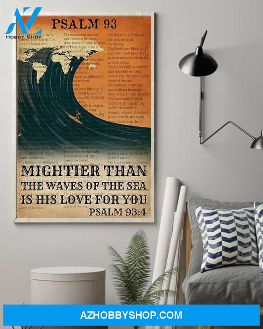 Surfing His Love For You Mightier Than The Waves Vertical Canvas Decor, Wall Decor Visual Art