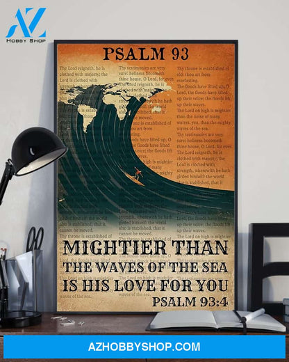 Surfing His Love For You Mightier Than The Waves Vertical Canvas Decor, Wall Decor Visual Art