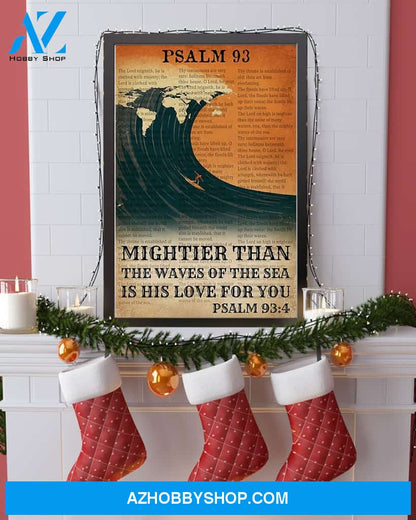 Surfing His Love For You Mightier Than The Waves Vertical Canvas Decor, Wall Decor Visual Art