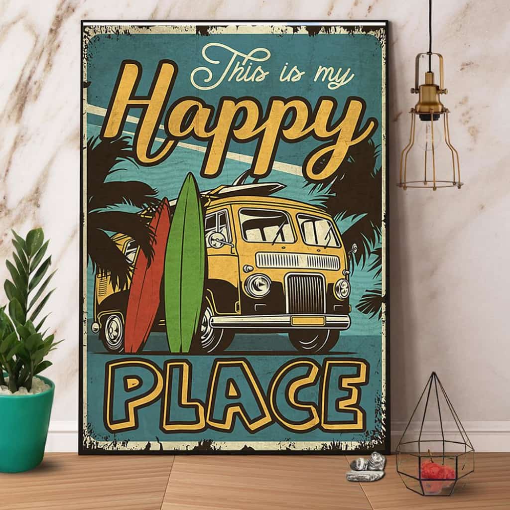 Surfing This Is My Happy Place Paper Poster No Frame Matte Canvas Wall Decor