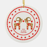 Swedish Straw Goats 30 Years Together Custom Dated Ceramic Ornament