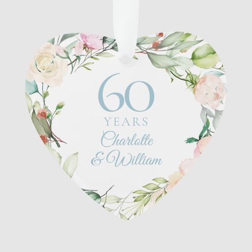 Sweet Summer Roses Garland 60Th Anniversary Ornament