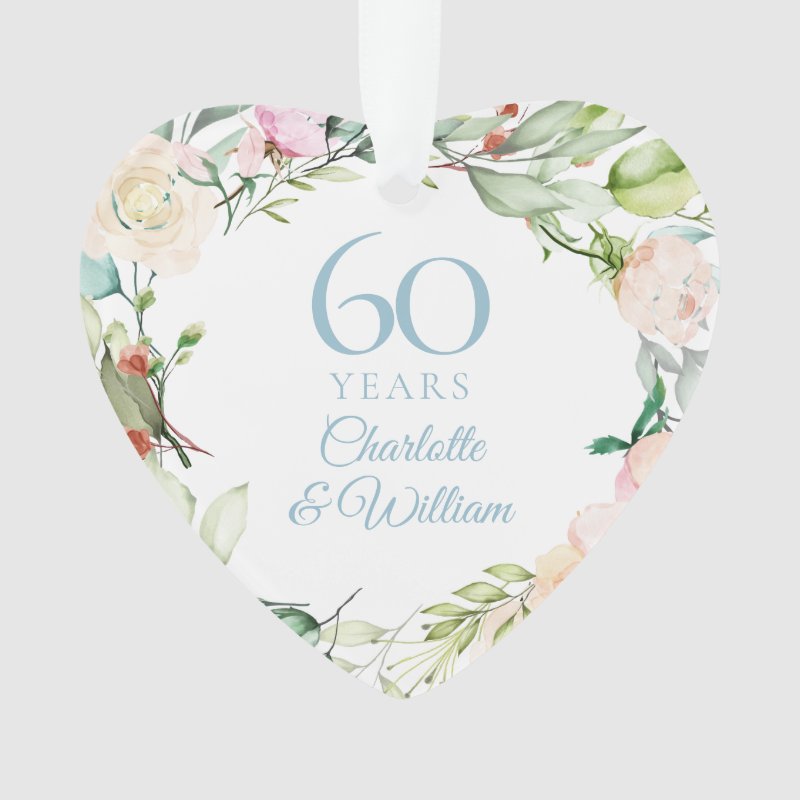 Sweet Summer Roses Garland 60Th Anniversary Ornament