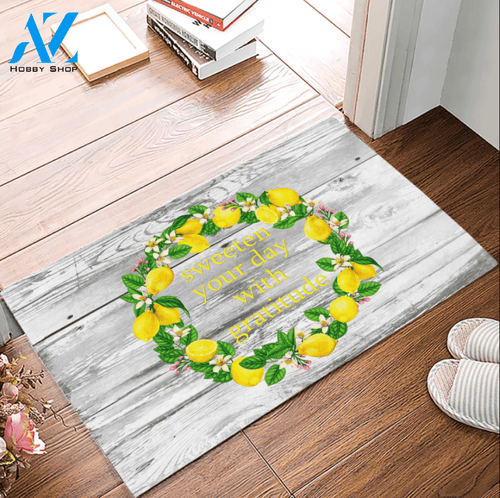 Sweeten Your Day With Gratitude Lemon Doormat Welcome Mat Housewarming Gift Home Decor Funny Doormat Gift Idea For Fruit Lovers