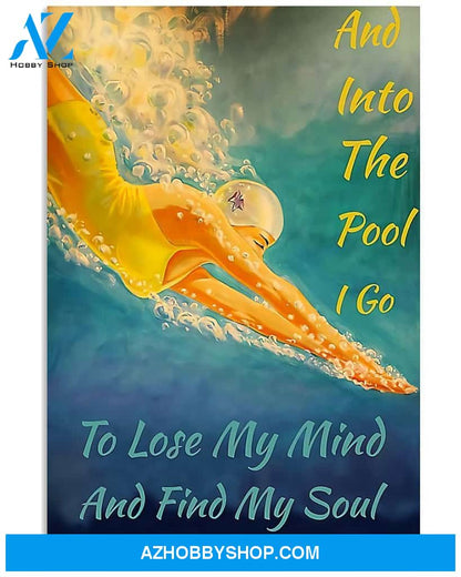 Swimming And Into The Pool Vertical Canvas Decor, Wall Decor Visual Art