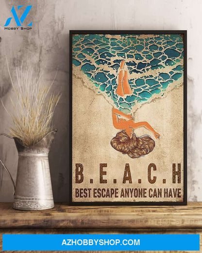 Swimming Best Escape Anyone Can Have Vertical Canvas Painting, Wall Decor Visual Art
