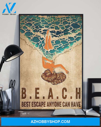 Swimming Best Escape Anyone Can Have Vertical Canvas Painting, Wall Decor Visual Art