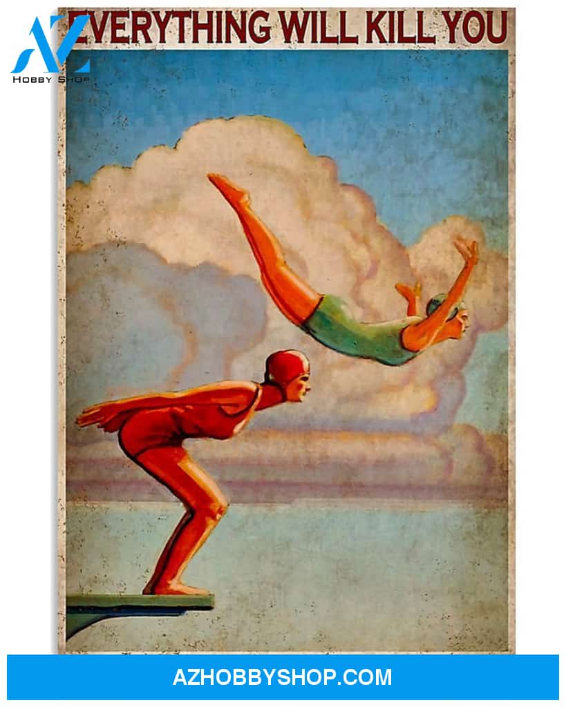 Swimming Choose Something Fun Vertical Canvas Painting, Wall Decor Visual Art