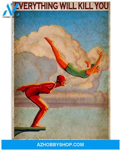 Swimming Choose Something Fun Vertical Canvas Painting, Wall Decor Visual Art