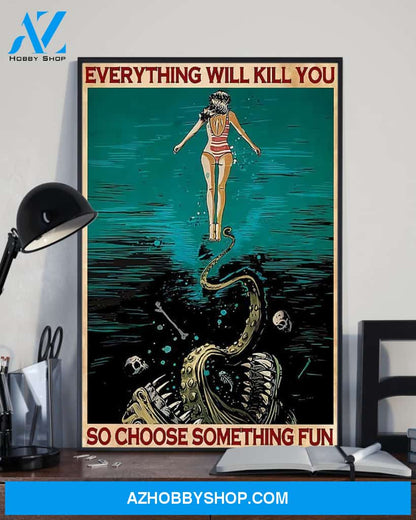 Swimming Choose Something Fun Vertical Canvas Wall Art, Wall Decor Visual Art
