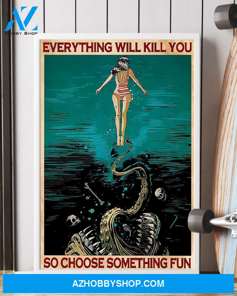 Swimming Choose Something Fun Vertical Canvas Wall Art, Wall Decor Visual Art