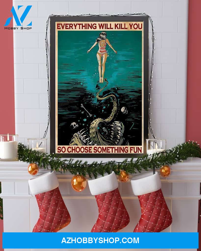 Swimming Choose Something Fun Vertical Canvas Wall Art, Wall Decor Visual Art