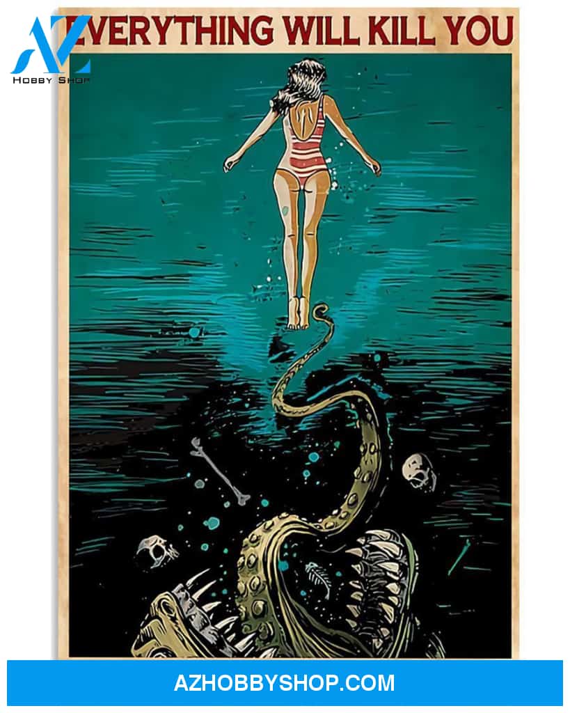 Swimming Choose Something Fun Vertical Canvas Wall Art, Wall Decor Visual Art