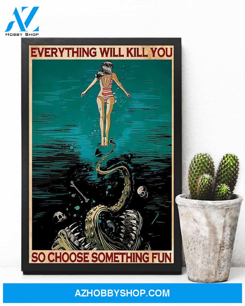 Swimming Choose Something Fun Vertical Canvas Wall Art, Wall Decor Visual Art