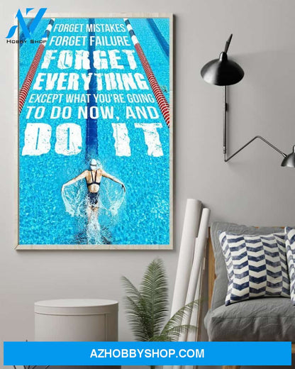 Swimming Forget Mistakes Vertical Canvas Wall Art, Wall Decor Visual Art