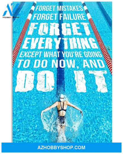 Swimming Forget Mistakes Vertical Canvas Wall Art, Wall Decor Visual Art