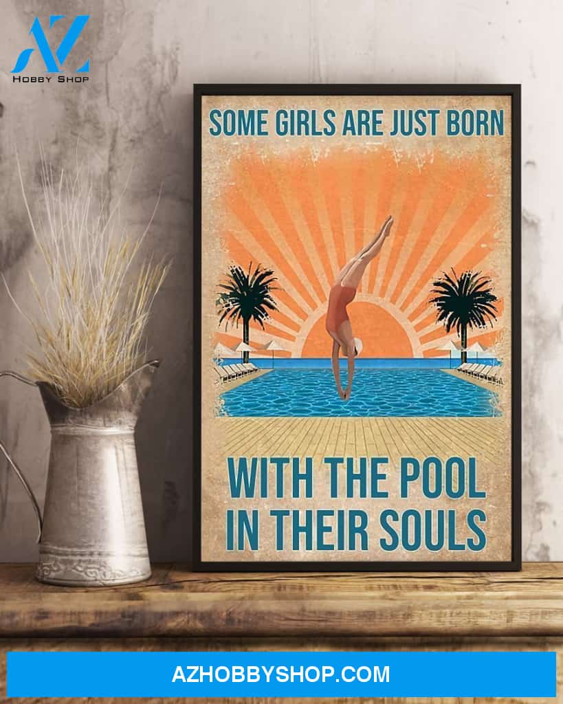 Swimming Girl Vertical Canvas Wall Art, Wall Decor Visual Art