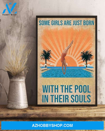 Swimming Girl Vertical Canvas Wall Art, Wall Decor Visual Art
