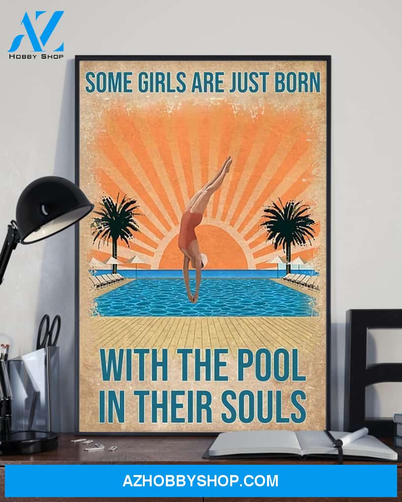 Swimming Girl Vertical Canvas Wall Art, Wall Decor Visual Art
