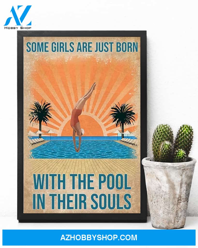 Swimming Girl Vertical Canvas Wall Art, Wall Decor Visual Art