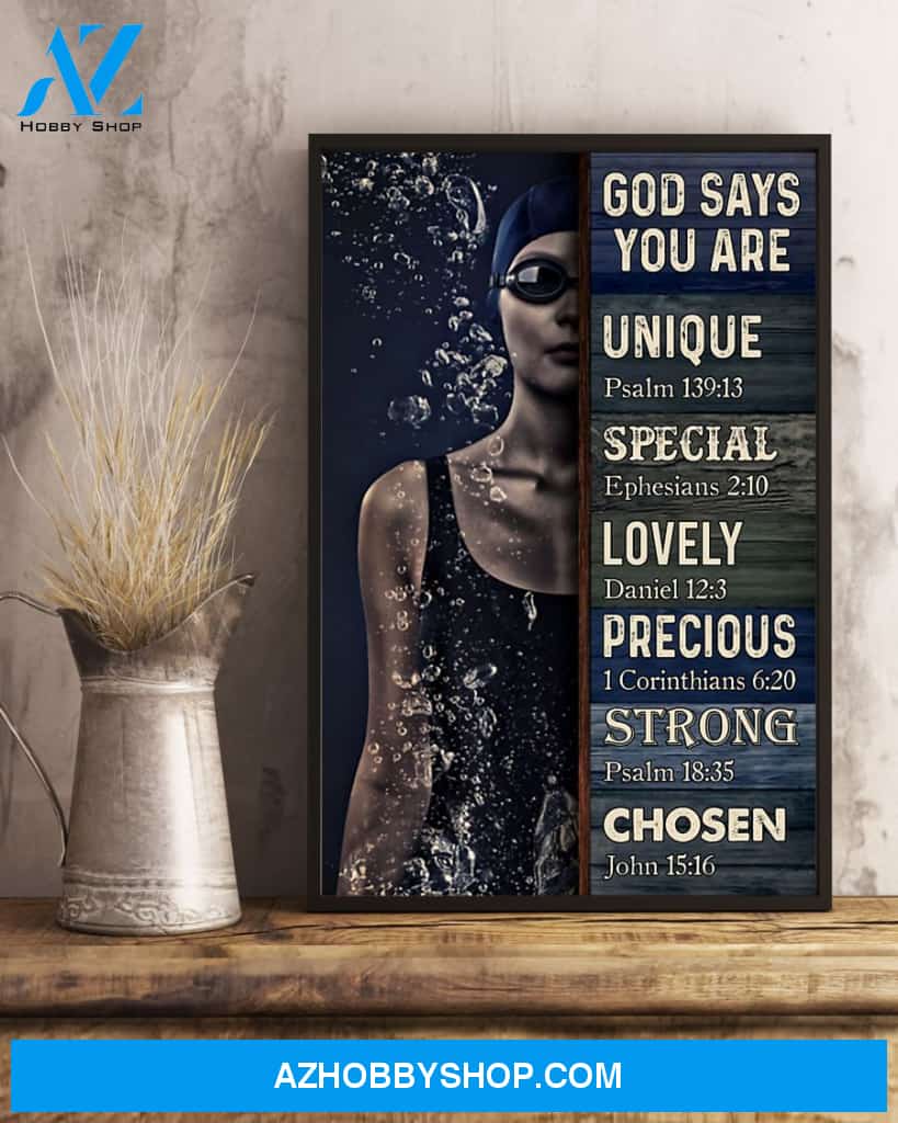 Swimming God Says You Are Unique Vertical Canvas Wall Art, Wall Decor Visual Art