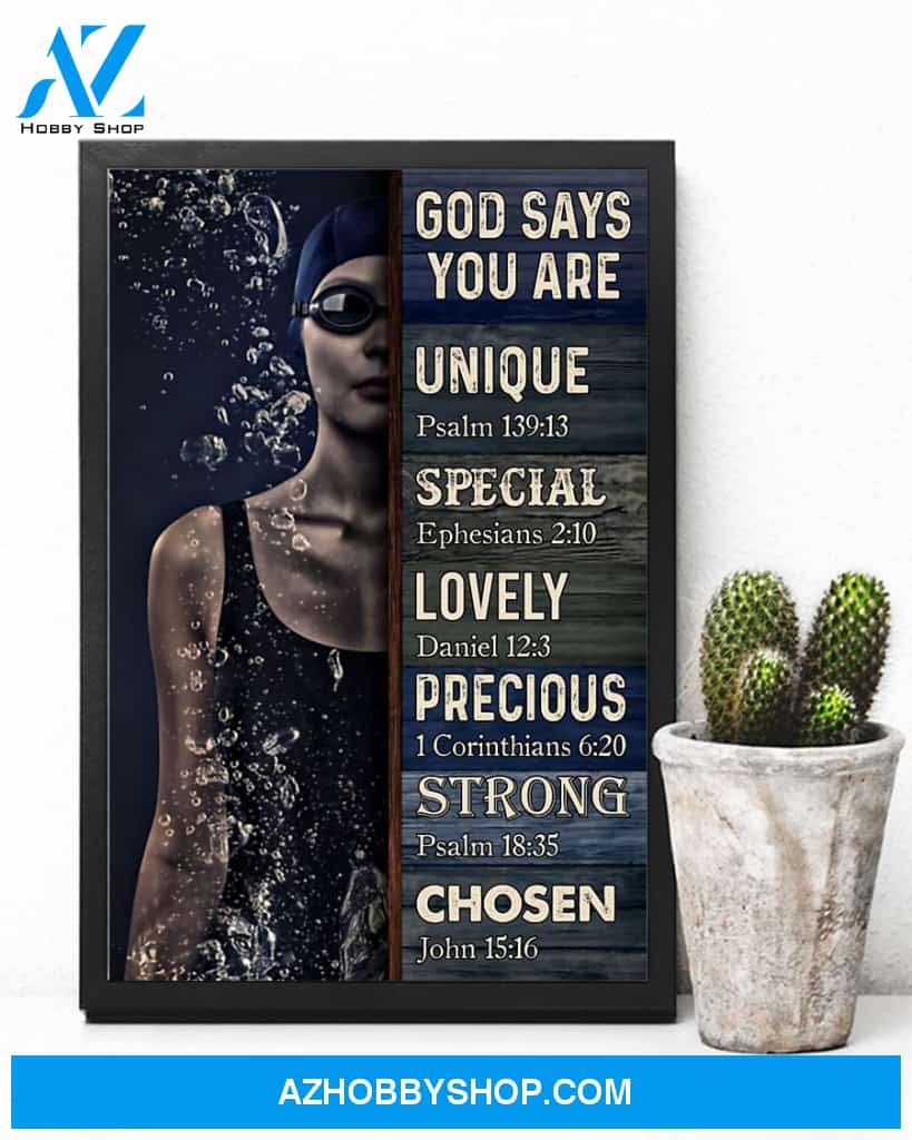 Swimming God Says You Are Unique Vertical Canvas Wall Art, Wall Decor Visual Art