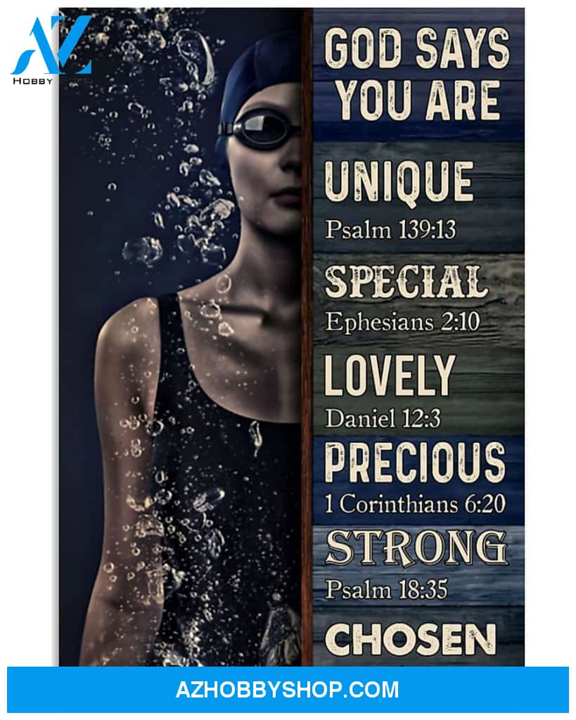 Swimming God Says You Are Unique Vertical Canvas Wall Art, Wall Decor Visual Art