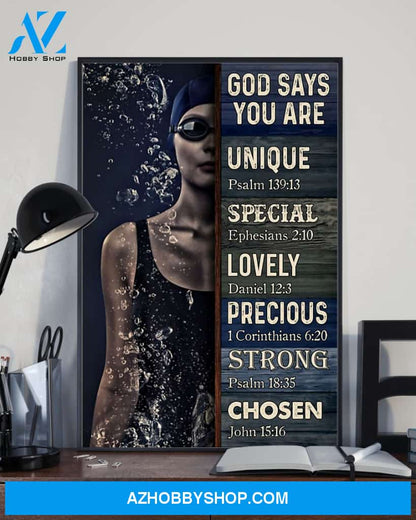 Swimming God Says You Are Unique Vertical Canvas Wall Art, Wall Decor Visual Art