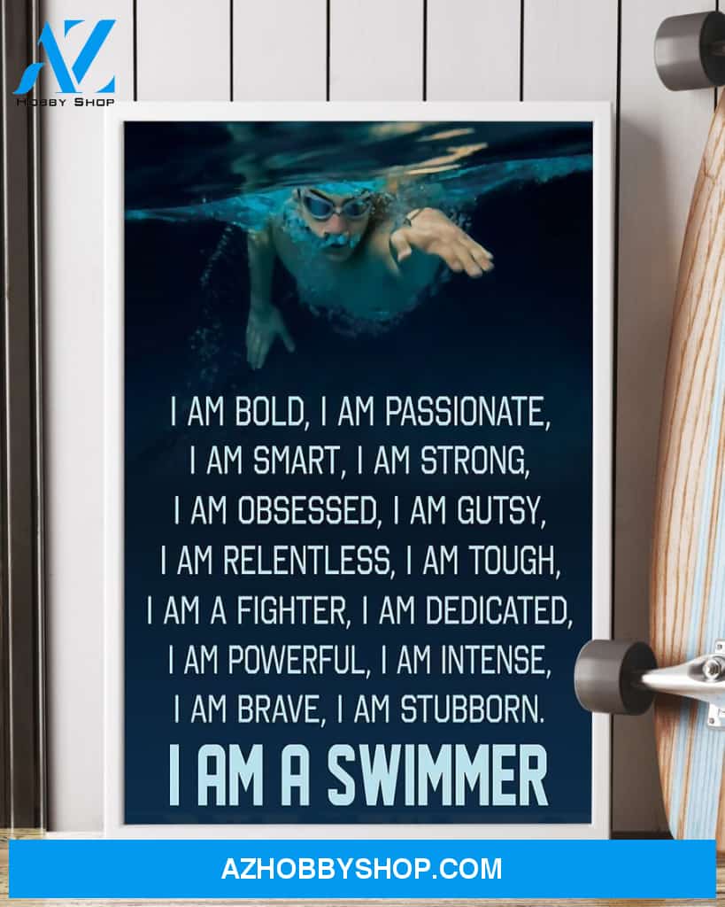 Swimming I Am A Swimmer Vertical Canvas Wall Art, Wall Decor Visual Art